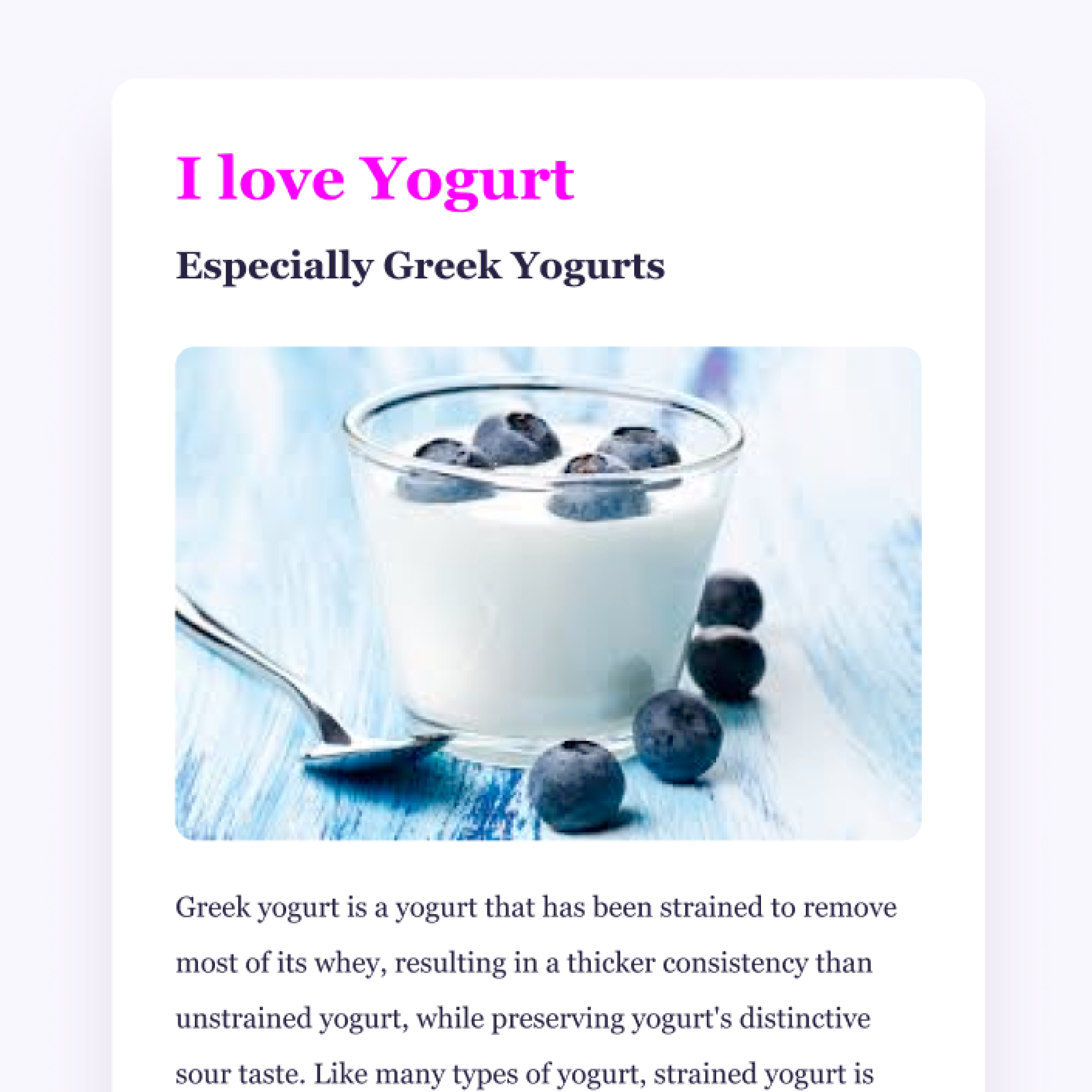 Yogurt description preview